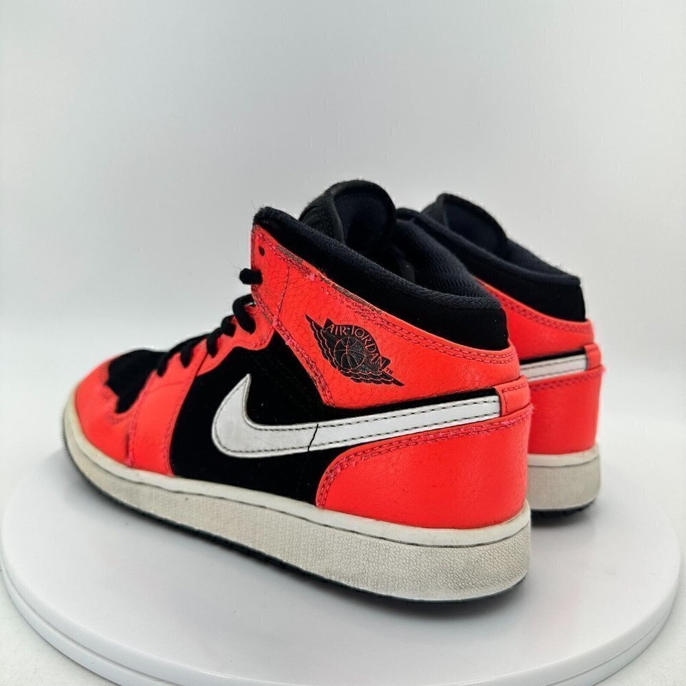 Nike Air Jordan 1 Mid Youth Size 4.5Y 554725-061 Infrared Black White Shoes - Picture 7 of 13